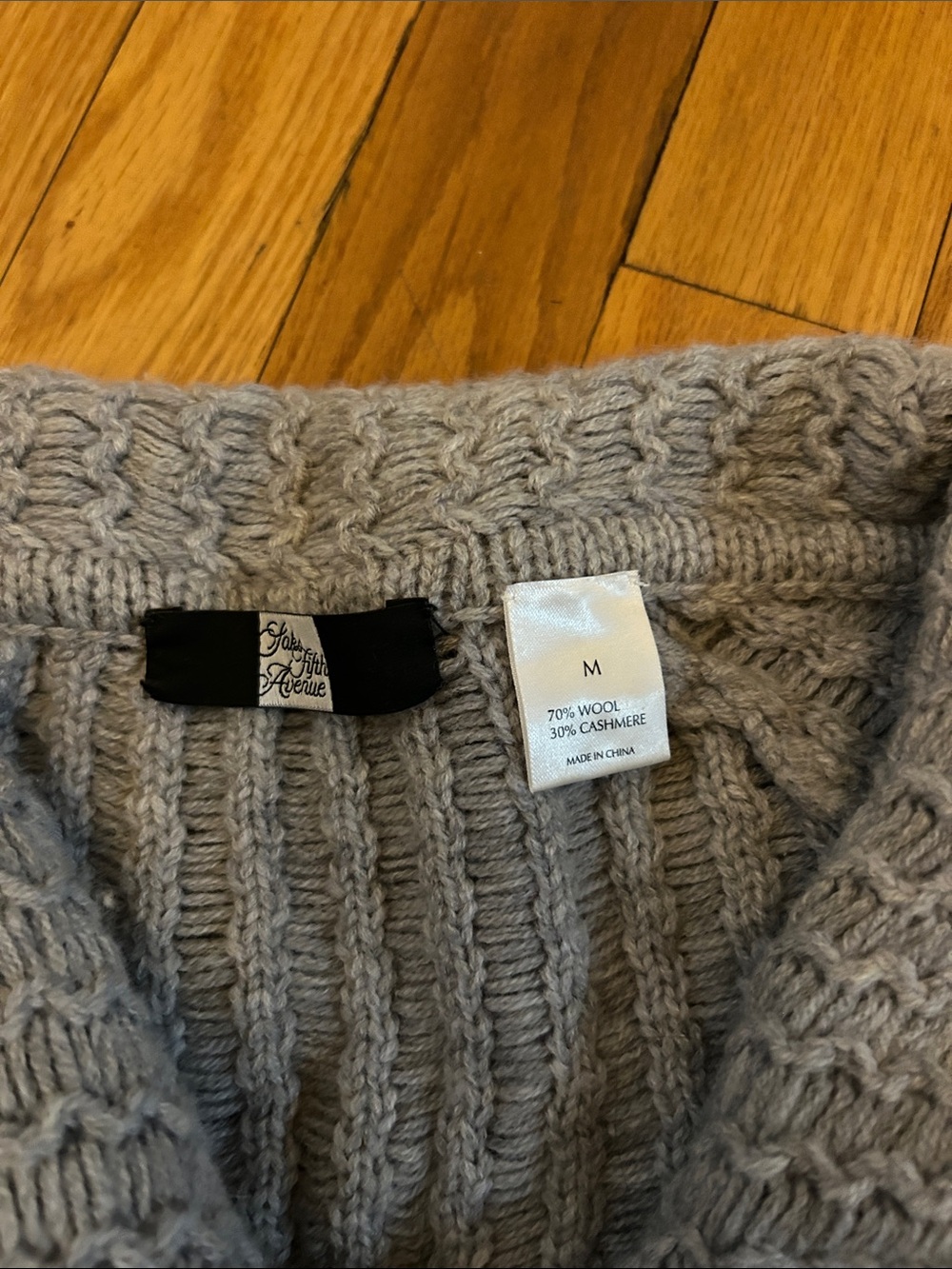 Saks Fifth Avenue Black Label Light Purplish-Gray Open-Front Knit Cardigan - Picture 2 of 2